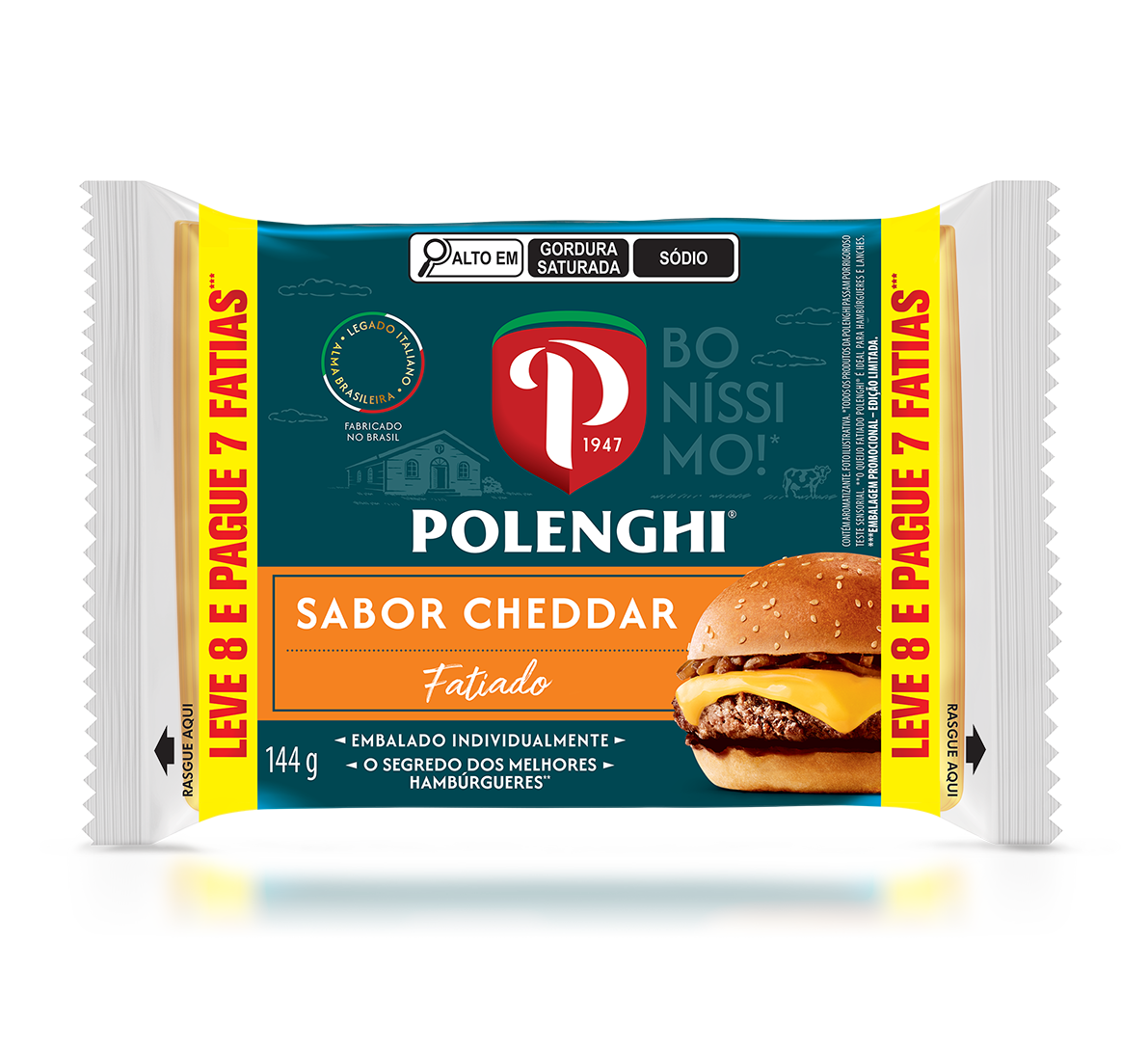 25142 MOCKUP POLENGHI LEVE8 PAGUE7 CHEDDAR 144g B