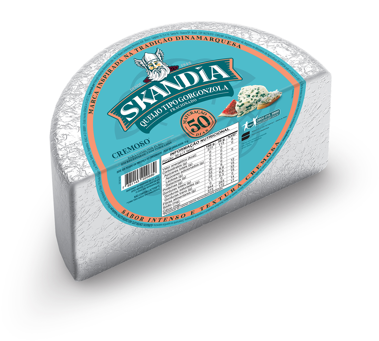 OS24647 A MKP Dig Queijo Skandia Gorgonzola Meia Forma BX